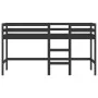 Cama alta de niños escalera madera maciza pino negra 90x200 cm de vidaXL, Camas y somieres - Ref: Foro24-835891, Precio: 175,...