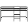 Cama alta de niños escalera madera maciza pino negra 90x200 cm de vidaXL, Camas y somieres - Ref: Foro24-835891, Precio: 177,...