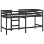 Cama alta de niños escalera madera maciza pino negra 90x200 cm de vidaXL, Camas y somieres - Ref: Foro24-835891, Precio: 177,...