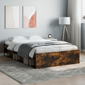 Estructura de cama roble ahumado 120x190 cm de vidaXL, Camas y somieres - Ref: Foro24-3203898, Precio: 148,07 €, Descuento: %