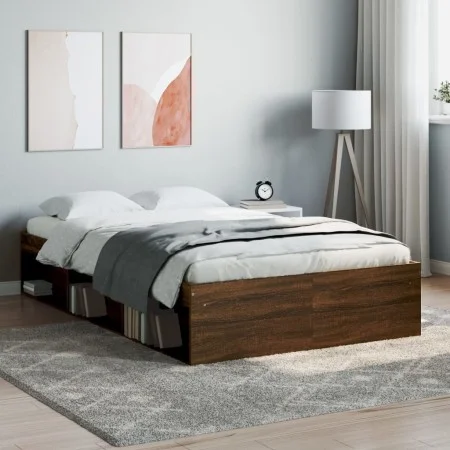 Estructura de cama roble marrón 120x200 cm de vidaXL, Camas y somieres - Ref: Foro24-3203858, Precio: 173,95 €, Descuento: %