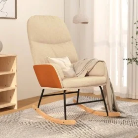 Silla mecedora de tela blanco crema de vidaXL, Mecedoras - Ref: Foro24-341044, Precio: 120,58 €, Descuento: %