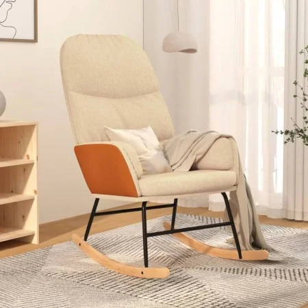 Silla mecedora de tela blanco crema de vidaXL, Mecedoras - Ref: Foro24-341044, Precio: 120,58 €, Descuento: %
