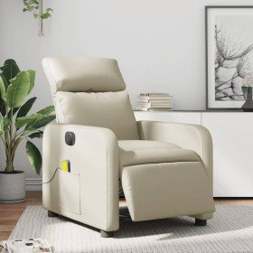 Sillón de masaje reclinable eléctrico cuero sintético crema en Sillones | Comprar online en Foru.es
