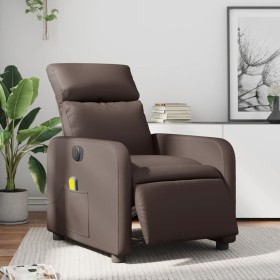 Sillón de masaje reclinable eléctrico cuero sintético marrón en Sillones | Comprar online en Foru.es