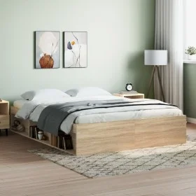 Sonoma oak bed frame 140x190 cm by vidaXL, Beds and slatted bases - Ref: Foro24-3203903, Price: 177,93 €, Discount: %