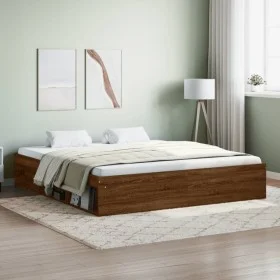 Estructura de cama marrón roble 180x200 cm de vidaXL, Camas y somieres - Ref: Foro24-3203886, Precio: 158,84 €, Descuento: %