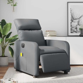 Sillón de masaje reclinable eléctrico cuero sintético gris en Sillones | Comprar online en Foru.es