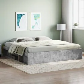 Estructura de cama gris hormigón 200x200 cm de vidaXL, Camas y somieres - Ref: Foro24-3203890, Precio: 158,67 €, Descuento: %