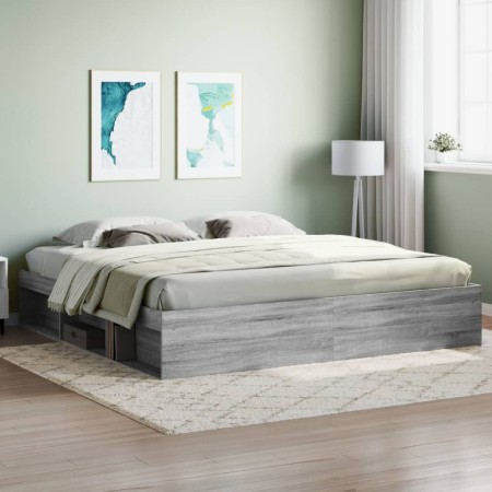 Estructura de cama Sonoma gris 200x200 cm de vidaXL, Camas y somieres - Ref: Foro24-3203892, Precio: 205,62 €, Descuento: %