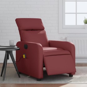 Sillón de masaje reclinable de cuero artificial rojo tinto en Sillones | Comprar online en Foru.es