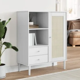 Aparador alto SENJA aspecto de ratán madera blanco 90x40x112 cm de vidaXL, Aparadores - Ref: Foro24-358056, Precio: 120,66 €,...