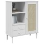 Aparador alto SENJA aspecto de ratán madera blanco 90x40x112 cm de vidaXL, Aparadores - Ref: Foro24-358056, Precio: 121,50 €,...