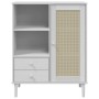 Aparador alto SENJA aspecto de ratán madera blanco 90x40x112 cm de vidaXL, Aparadores - Ref: Foro24-358056, Precio: 121,50 €,...