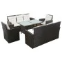 Set sofás de jardín 5 piezas y cojines ratán sintético marrón de vidaXL, Conjuntos de jardín - Ref: Foro24-43973, Precio: 841...