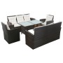 Set sofás de jardín 5 piezas y cojines ratán sintético marrón de vidaXL, Conjuntos de jardín - Ref: Foro24-43973, Precio: 752...