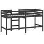 Cama alta de niños escalera madera maciza pino negra 80x200 cm de vidaXL, Camas y somieres - Ref: Foro24-835888, Precio: 155,...