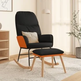 Silla mecedora con reposapiés tela negro de vidaXL, Mecedoras - Ref: Foro24-3097406, Precio: 153,59 €, Descuento: %
