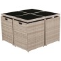 Set comedor de jardín 9 piezas y cojines ratán sintético beige de vidaXL, Conjuntos de jardín - Ref: Foro24-42556, Precio: 58...