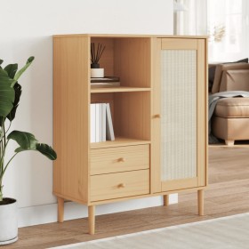 Aparador alto SENJA aspecto de ratán madera marrón 90x40x112 cm de vidaXL, Aparadores - Ref: Foro24-358055, Precio: 121,71 €,...