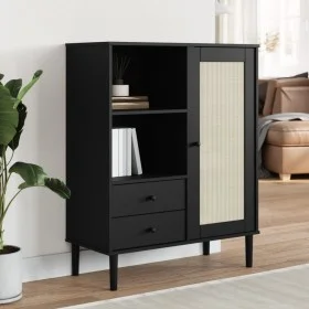 SENJA tall highboard with black rattan wood look 90x40x112 cm by vidaXL, Sideboards - Ref: Foro24-358057, Price: 126,02 €, Di...