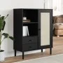 SENJA hohes Sideboard Rattanoptik schwarzes Holz 90x40x112 cm von vidaXL, Sideboards - Ref: Foro24-358057, Preis: 126,02 €, R...
