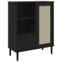 SENJA hohes Sideboard Rattanoptik schwarzes Holz 90x40x112 cm von vidaXL, Sideboards - Ref: Foro24-358057, Preis: 126,02 €, R...