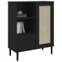 Aparador alto SENJA aspecto de ratán madera negro 90x40x112 cm de vidaXL, Aparadores - Ref: Foro24-358057, Precio: 127,24 €, ...