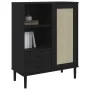 SENJA hohes Sideboard Rattanoptik schwarzes Holz 90x40x112 cm von vidaXL, Sideboards - Ref: Foro24-358057, Preis: 126,02 €, R...