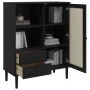 SENJA hohes Sideboard Rattanoptik schwarzes Holz 90x40x112 cm von vidaXL, Sideboards - Ref: Foro24-358057, Preis: 126,02 €, R...