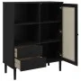SENJA hohes Sideboard Rattanoptik schwarzes Holz 90x40x112 cm von vidaXL, Sideboards - Ref: Foro24-358057, Preis: 126,02 €, R...