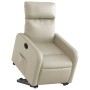 Sillón reclinable elevable cuero artificial color crema en Sillones | Comprar online en Foru.es