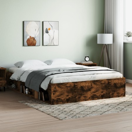 Estructura de cama roble ahumado 160x200 cm de vidaXL, Camas y somieres - Ref: Foro24-3203877, Precio: 181,85 €, Descuento: %