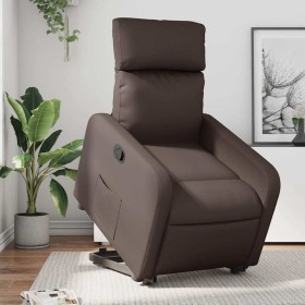 Sillón reclinable elevable cuero sintético marrón en Sillones | Comprar online en Foru.es