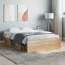Bettgestell aus Sonoma-Eiche, 120 x 200 cm von vidaXL, Betten und Lattenroste - Ref: Foro24-3203854, Preis: 166,87 €, Rabatt: %
