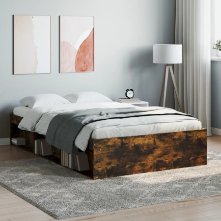 Estructura de cama roble ahumado 120x200 cm de vidaXL, Camas y somieres - Ref: Foro24-3203856, Precio: 135,64 €, Descuento: %