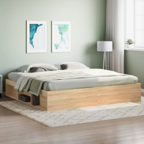 Estructura de cama roble Sonoma 200x200 cm de vidaXL, Camas y somieres - Ref: Foro24-3203889, Precio: 196,14 €, Descuento: %
