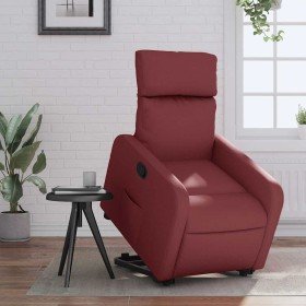 Sillón reclinable elevable cuero artificial rojo tinto en Sillones | Comprar online en Foru.es
