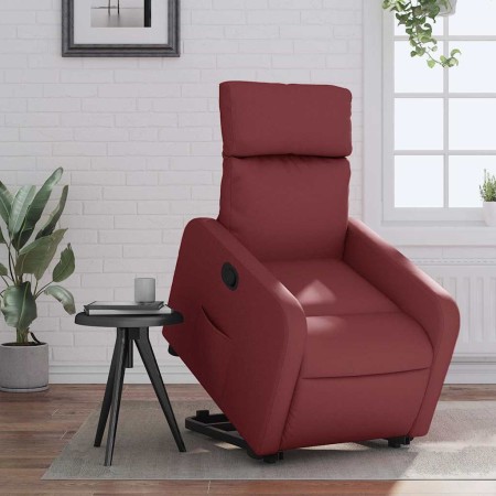 Sillón reclinable elevable cuero artificial rojo tinto en Sillones | Comprar online en Foru.es