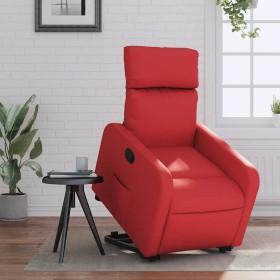 Sillón reclinable elevable cuero artificial rojo en Sillones | Comprar online en Foru.es