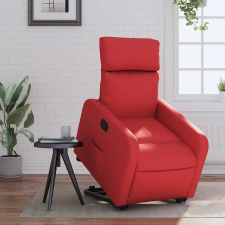 Sillón reclinable elevable cuero artificial rojo en Sillones | Comprar online en Foru.es