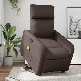 Sillón reclinable de masaje de pie de cuero sintético marrón en Sillones | Comprar online en Foru.es