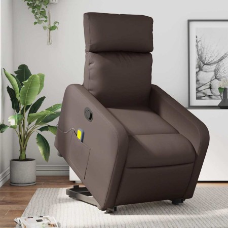Sillón reclinable de masaje de pie de cuero sintético marrón en Sillones | Comprar online en Foru.es