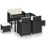 Set comedor de jardín 6 piezas y cojines ratán sintético negro de vidaXL, Conjuntos de jardín - Ref: Foro24-43903, Precio: 39...