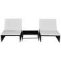 Sillas de jardín reclinables con mesa 2 uds ratán PE negro de vidaXL, Tumbonas - Ref: Foro24-43069, Precio: 174,45 €, Descuen...