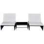 Sillas de jardín reclinables con mesa 2 uds ratán PE negro de vidaXL, Tumbonas - Ref: Foro24-43069, Precio: 175,70 €, Descuen...