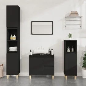 Armario de baño madera contrachapada negro 30x30x190 cm de vidaXL, Tocadores de baño - Ref: Foro24-819789, Precio: 75,52 €, D...