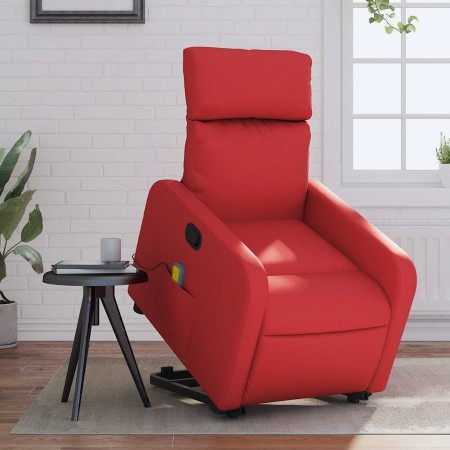 Sillón reclinable de masaje de pie cuero artificial rojo en Sillones | Comprar online en Foru.es