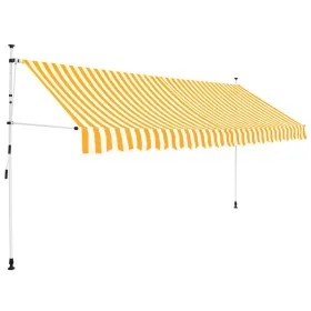 Toldo manual retráctil 400 cm naranja y blanco a rayas de vidaXL, Toldos - Ref: Foro24-43236, Precio: 88,94 €, Descuento: %