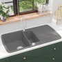 Fregadero de cocina con dos senos de granito gris de vidaXL, Fregaderos - Ref: Foro24-142947, Precio: 245,16 €, Descuento: %